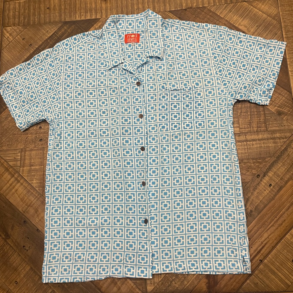 Geometric Blue Men's Button Down Shirt